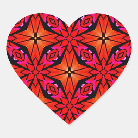 Red Sternexplosion Design Herz-Aufkleber (Vorderseite)