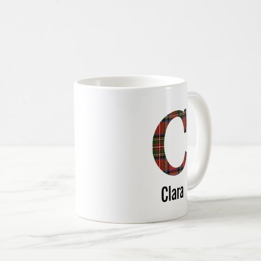 Red Stewart Kariert Monogram C Tasse (VorderseiteRechts)