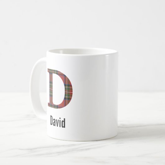 Red Stewart Kariert Monogram D Tasse (Vorderseite Links)