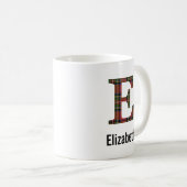 Red Stewart Kariert Monogram E Tasse (VorderseiteRechts)