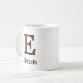 Red Stewart Kariert Monogram E Tasse (Vorderseite Links)