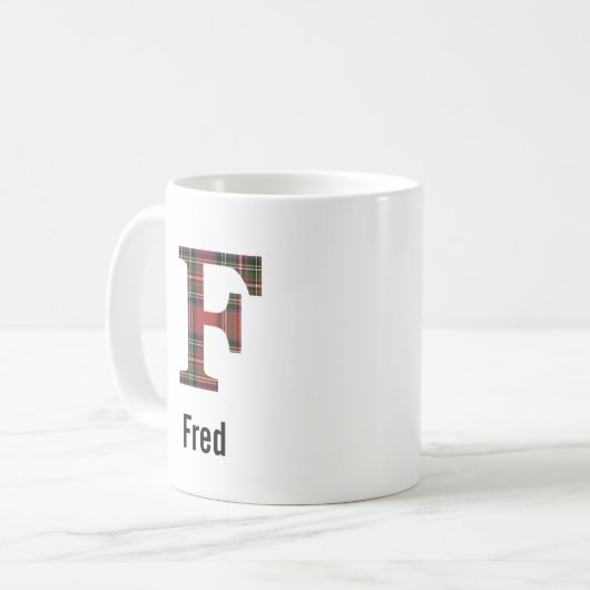 Red Stewart Kariert Monogram F Tasse (Vorderseite Links)