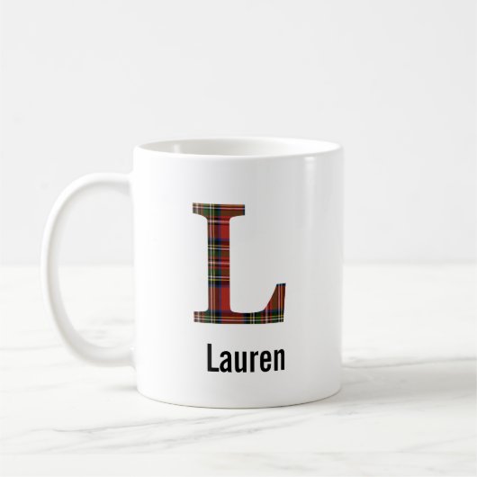 Red Stewart Kariert Monogram L Tasse (Links)