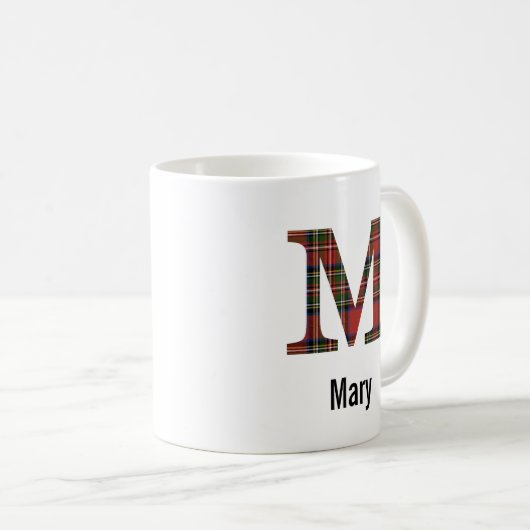 Red Stewart Kariert Monogram M Tasse (VorderseiteRechts)