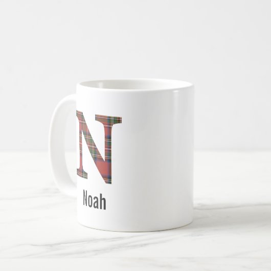 Red Stewart Kariert Monogram N Tasse (Vorderseite Links)