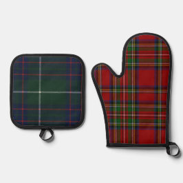Red Stewart Plaid Tartan for Christmas Ofenhandschuh & Topflappen-Set