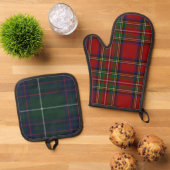 Red Stewart Plaid Tartan for Christmas Ofenhandschuh & Topflappen-Set (Oben Unten)