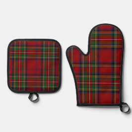 Red Stewart Plaid Tartan for Christmas Ofenhandschuh & Topflappen-Set