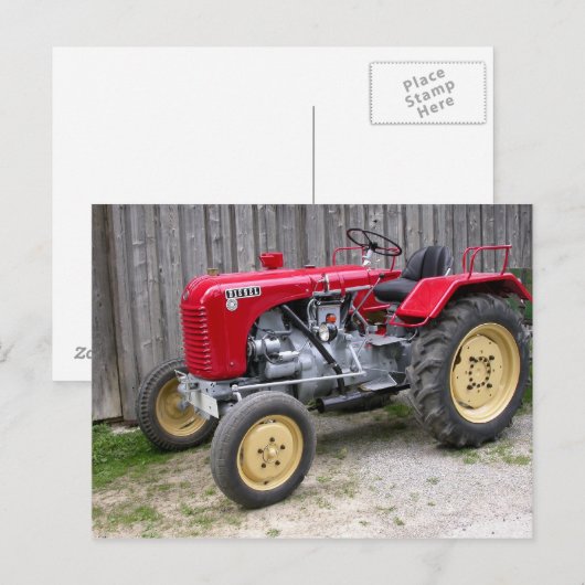 Red Steyr Tractor T84 Postkarte (Vorne/Hinten)