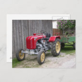 Red Steyr Tractor T84 Postkarte (Vorne/Hinten)