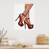 Red Stiletto Heelses and Legs Poster (Küche)