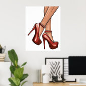 Red Stiletto Heelses and Legs Poster (Heimbüro)