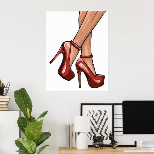 Red Stiletto Heelses and Legs Poster (Heimbüro)