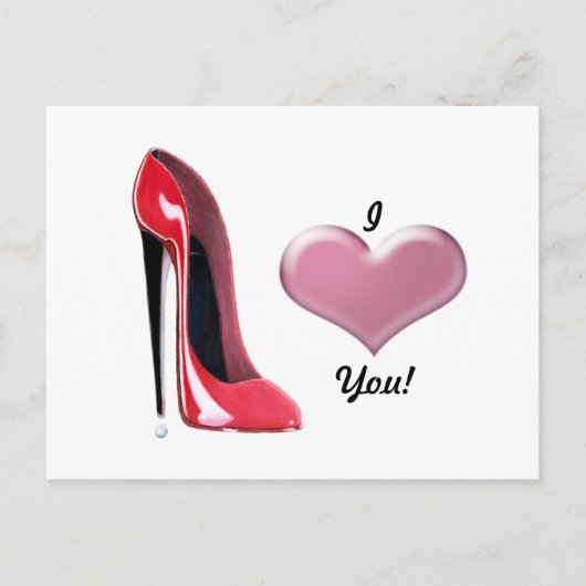 Red Stiletto High Heel Shoe Art Postkarte (Vorderseite)