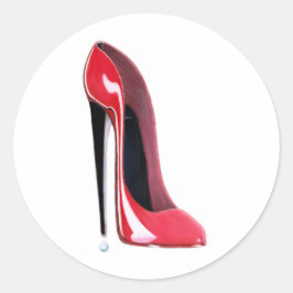 Red Stiletto High Heel Shoe Art Runder Aufkleber