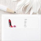 Red Stiletto Shoe and Rose Label (Insitu)