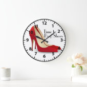 Red Stiletto Shoe Collection Funny Shoe Shopper Große Wanduhr (Zuhause)