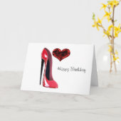 Red Stiletto Shoe und 3D Heart Karte (Gelbe Blume)