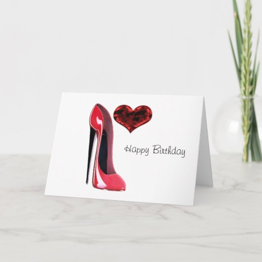 Red Stiletto Shoe und 3D Heart Karte (Vorderseite)