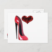 Red Stiletto Shoe und 3D Heart Postkarte (Vorne/Hinten)
