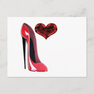 Red Stiletto Shoe und 3D Heart Postkarte