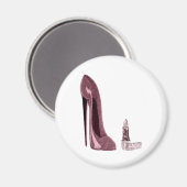 Red Stiletto Shoe und Lipstick Magnet (Vorderseite/Rückseite)
