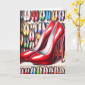 Red Stiletto Shoes Geburtstag Karte (Gelbe Blume)