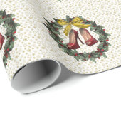 Red Stiletto Shoes Holiday Wreath Wrapping Paper Geschenkpapier (Rolleneckpunkt)