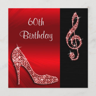Red Stiletto & Treble Cleft 60. Geburtstag Einladung