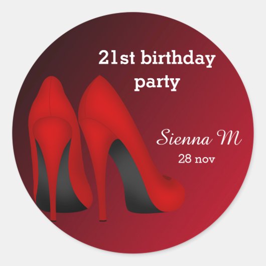 Red Stilettos Geburtstag Runder Aufkleber (Vorderseite)