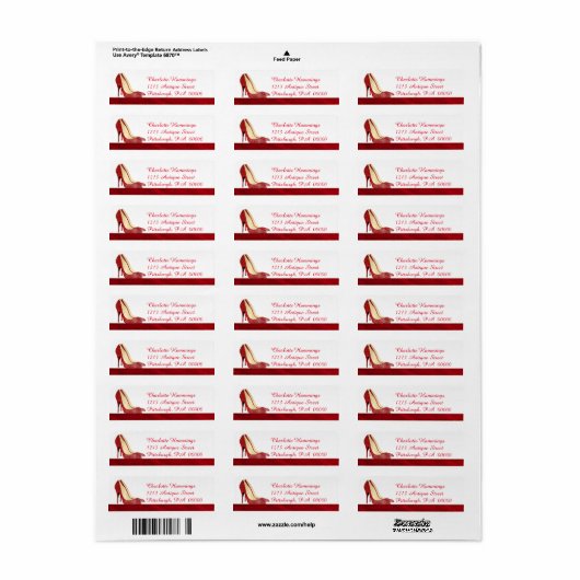 Red Stilettos Girly Address Label (Vorne)