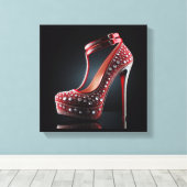 Red Stilettos mit Diamonds Leinwanddruck (Insitu (Holzboden))