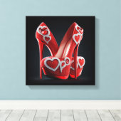 Red Stilettos with Heart Shaped Diamonds Leinwanddruck (Insitu (Holzboden))
