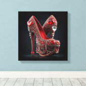 Red Stilettos with Heart Shaped Diamonds Leinwanddruck (Insitu (Holzboden))