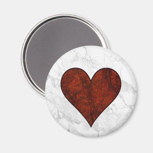 Red Stone Heart Magnet (Vorderseite/Rückseite)
