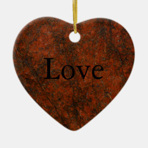 Red Stone Heart Print Keramik Ornament