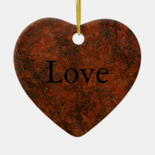 Red Stone Heart Print Keramik Ornament (Vorne)