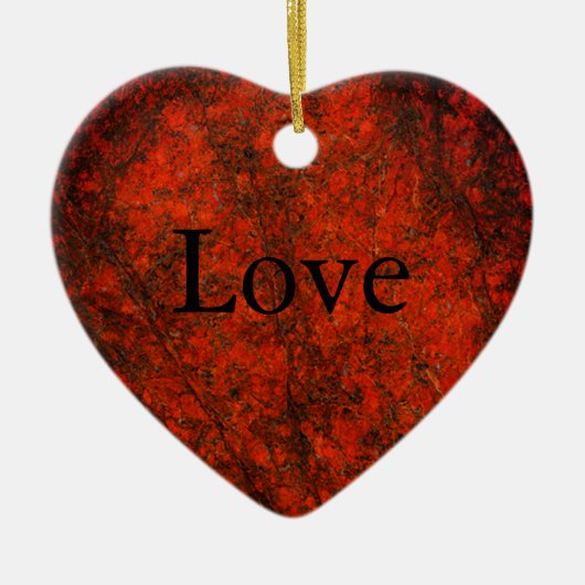 Red Stone Heart Print Keramik Ornament (Vorne)