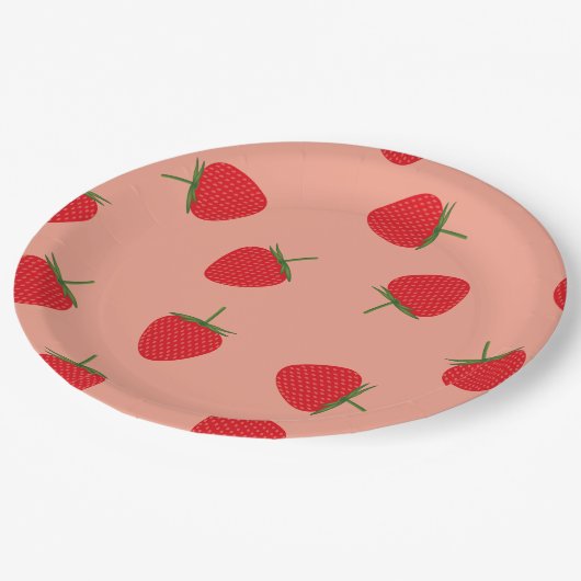 Red Strawberries Berry Sweet Baby Dusche Geburtsta Pappteller (Schrägansicht)