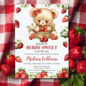 Red Strawberries Berry Sweet Bear Baby Dusche Einladung