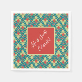 Red Strawberries, Flowers, Fruit and Runners Serviette