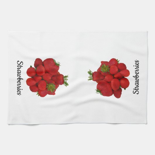 Red Strawberries Fotografy White Geschirrtuch (Horizontal)