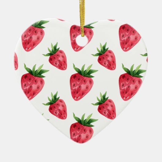 Red Strawberries Pattern Keramik Ornament (Vorne)
