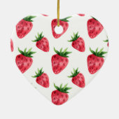 Red Strawberries Pattern Keramik Ornament (Hinten)