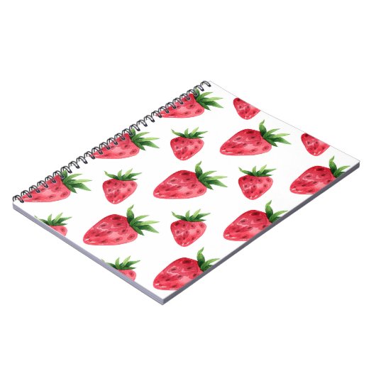 Red Strawberries Pattern Notizblock (Linke Seite)