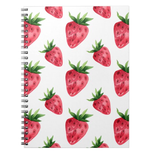 Red Strawberries Pattern Notizblock (Vorderseite)
