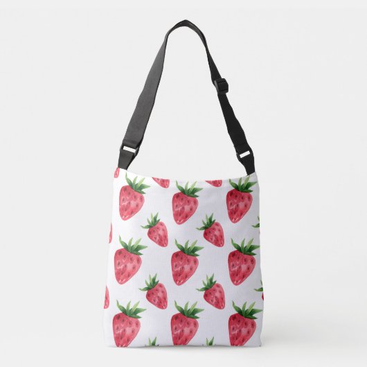 Red Strawberries Pattern Tragetaschen Mit Langen Trägern (Vorderseite)