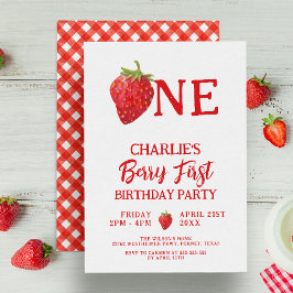 Red Strawberries Summer Berry First Birthday Einladung