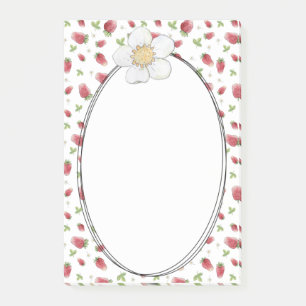 Red Strawberries Watercolor Pattern Post-it Klebezettel