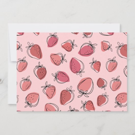 Red Strawberry 1st Birthday Foto Girl Party Einladung (Rückseite)